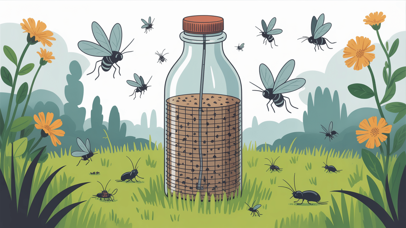 alexandre reant piege a moustique dans un jardin estival