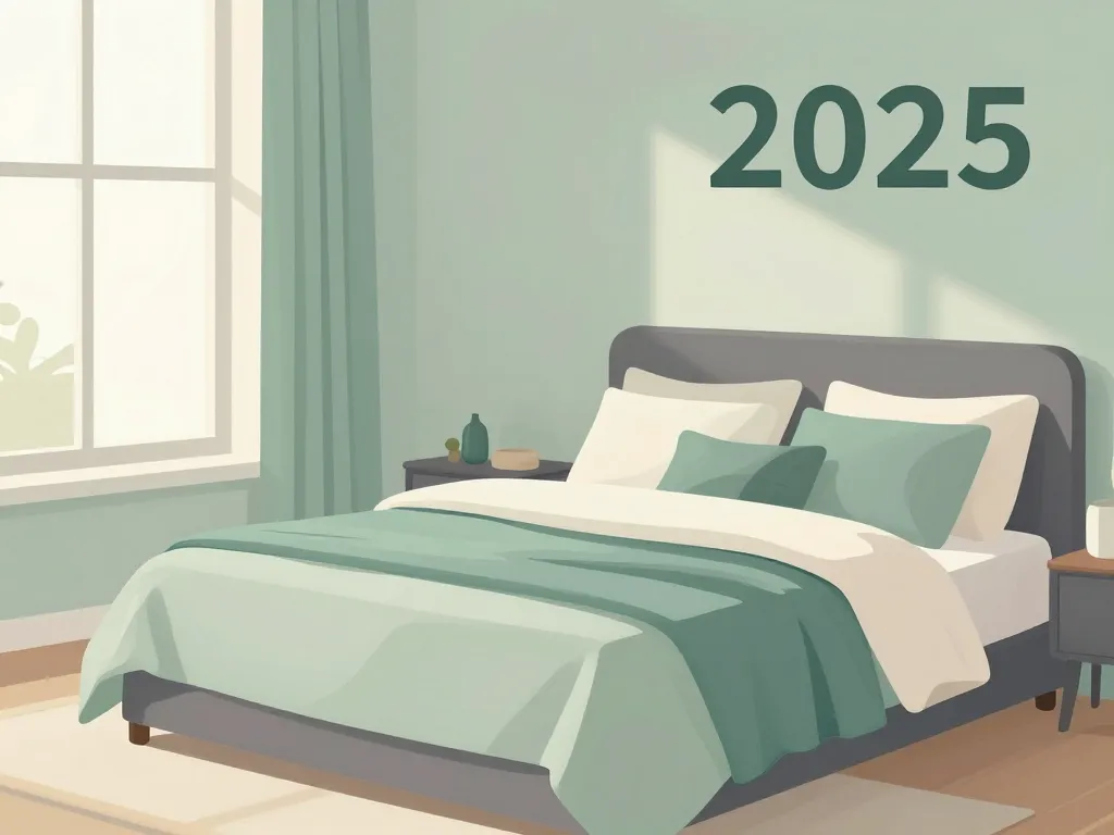 ambiance chambre à coucher 2024 couleur tendance murs sage beige bleu