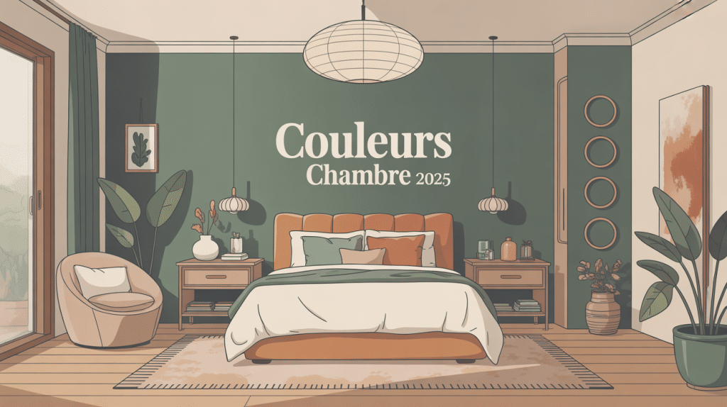 chambre contemporain couleur tendance 2024 chambre à coucher vert sauge beige terre cuite
