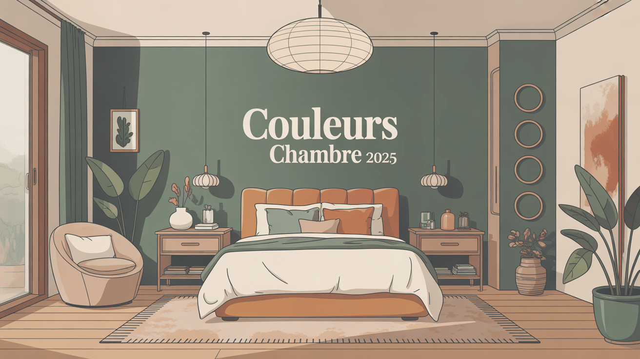 chambre contemporain couleur tendance 2024 chambre à coucher vert sauge beige terre cuite