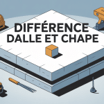 Illustration montrant la différence entre dalle et chape sur chantier