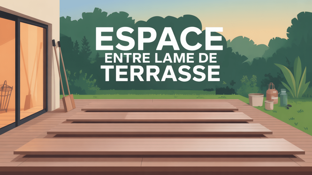 illustration espace entre lame de terrasse moderne avec outils