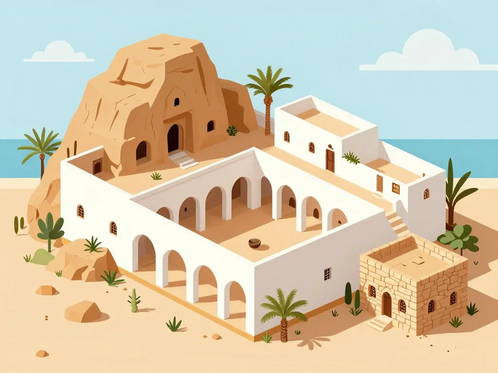 coupes maisons tunisiennes patio troglodyte terrasse