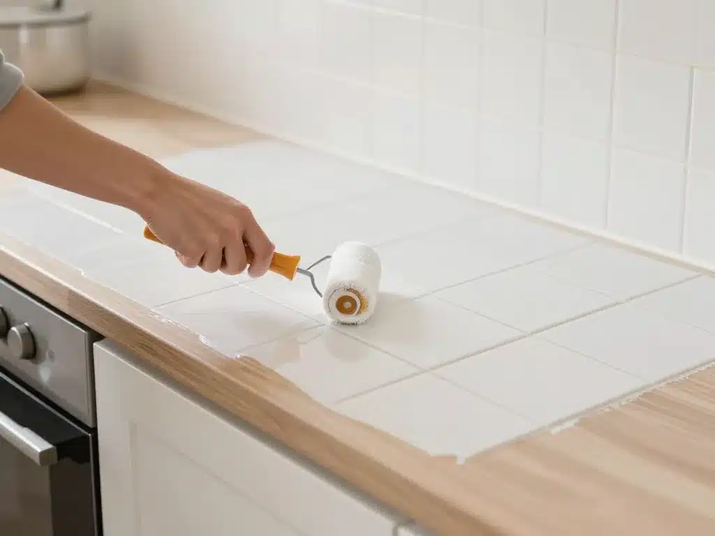 Application peinture carrelage cuisine plan de travail en étapes