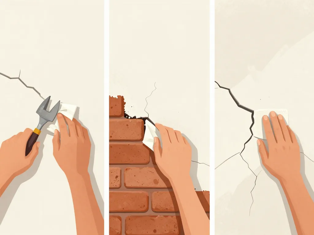 Illustration mur fissuré comment réparer étapes et supports