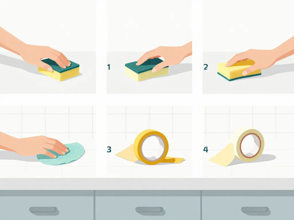 Préparation carrelage cuisine avant peinture plan de travail