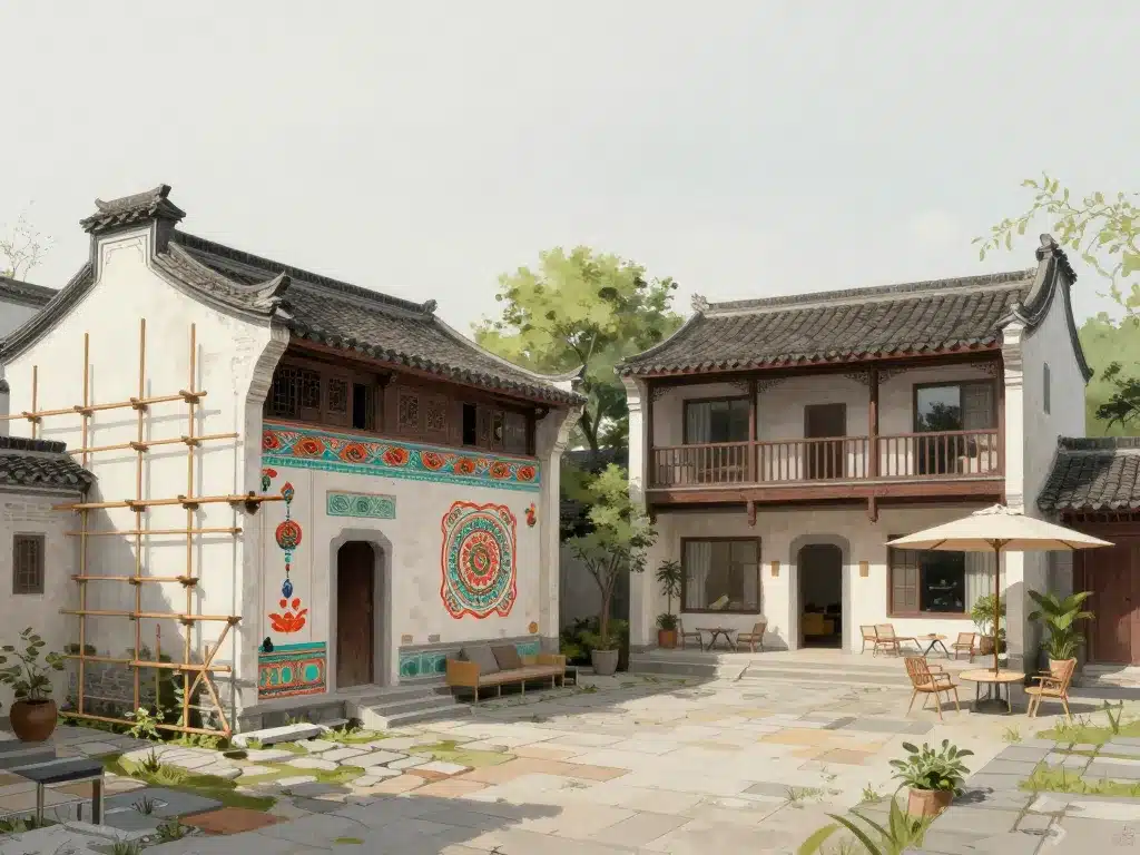 Visuel siheyuan Pékin patrimoine moderne tourisme