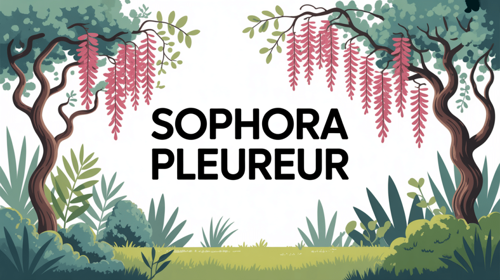 illustration sophora pleureur branches retombantes jardin graphique