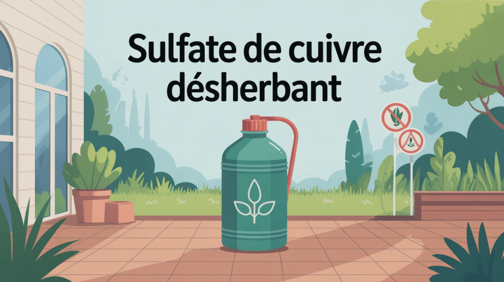Illustration sulfate de cuivre desherbant risques environnement jardin
