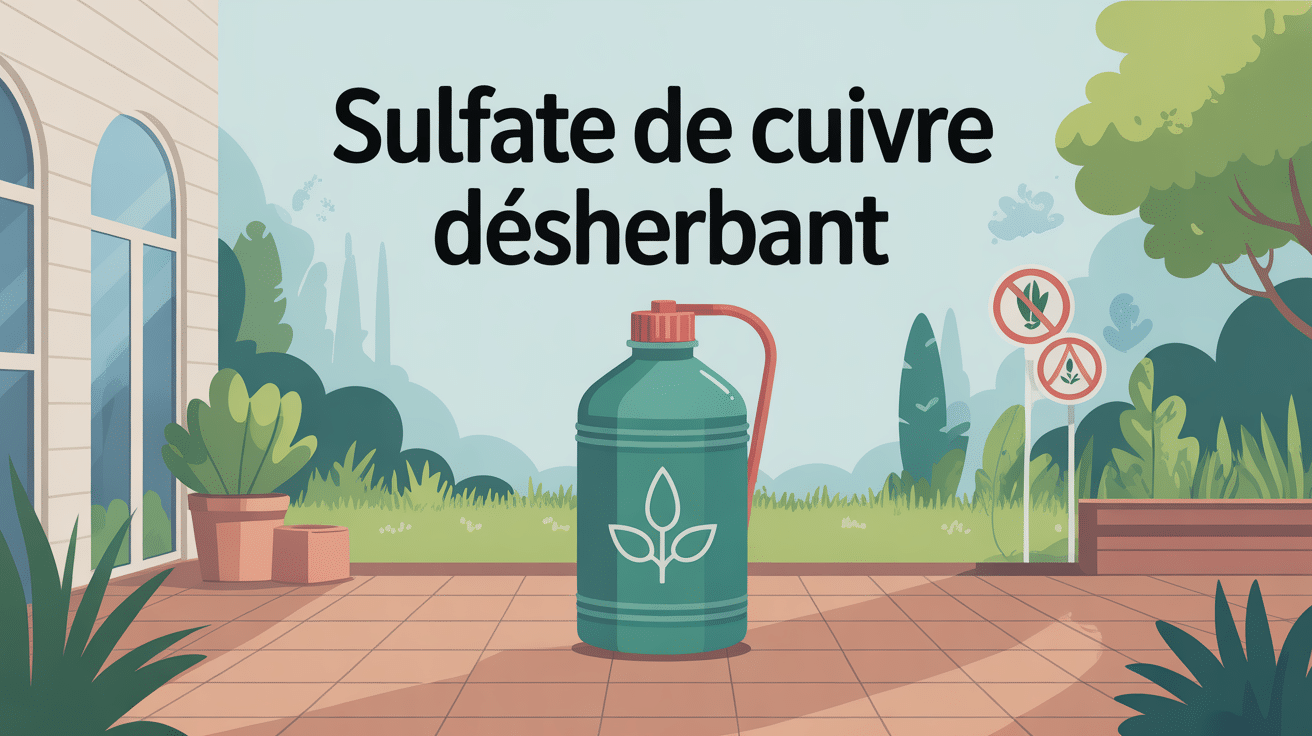 Illustration sulfate de cuivre desherbant risques environnement jardin