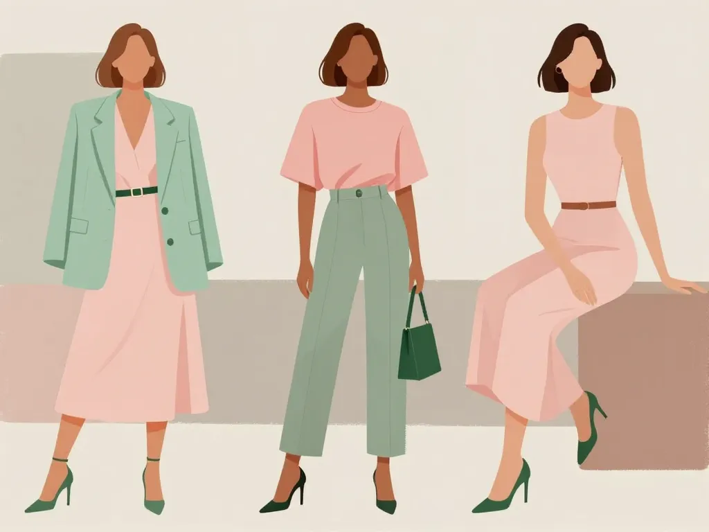 Outfits tendance rose et vert femme