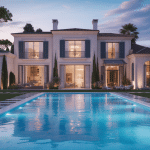 villa de luxe sur propriété moderne avec piscine et jardin