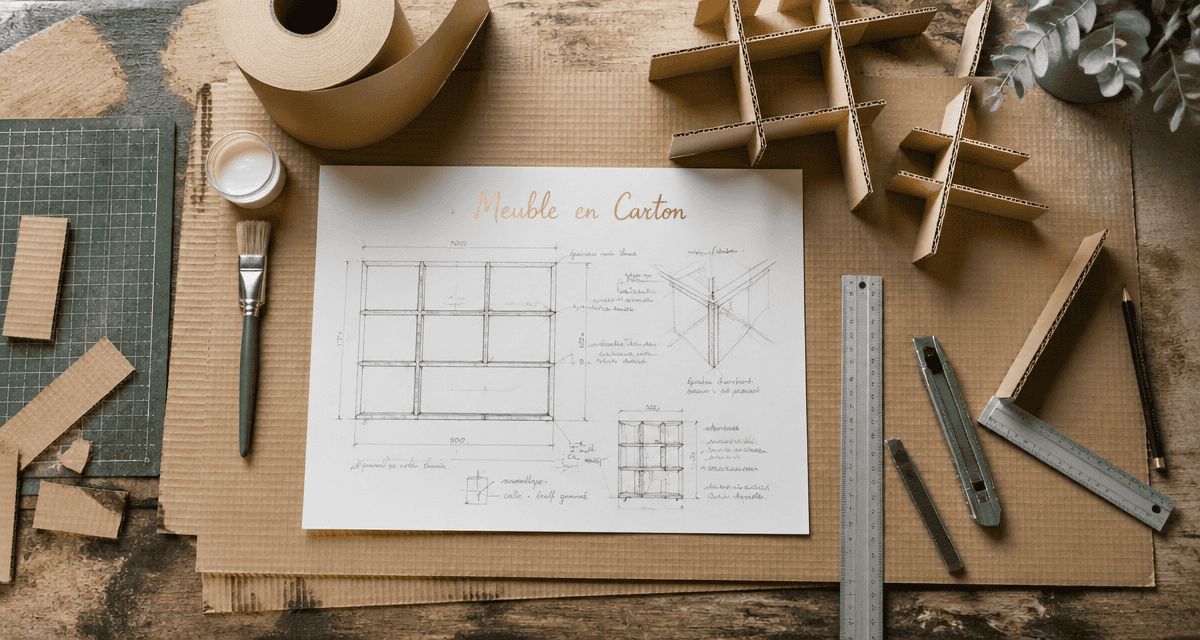 outils et plan de travail meuble en carton fabrication
