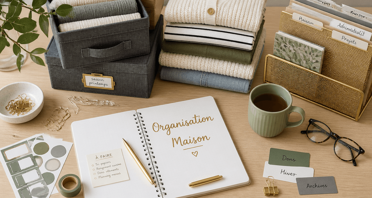 aide rangement maison vêtements boîtes carnet