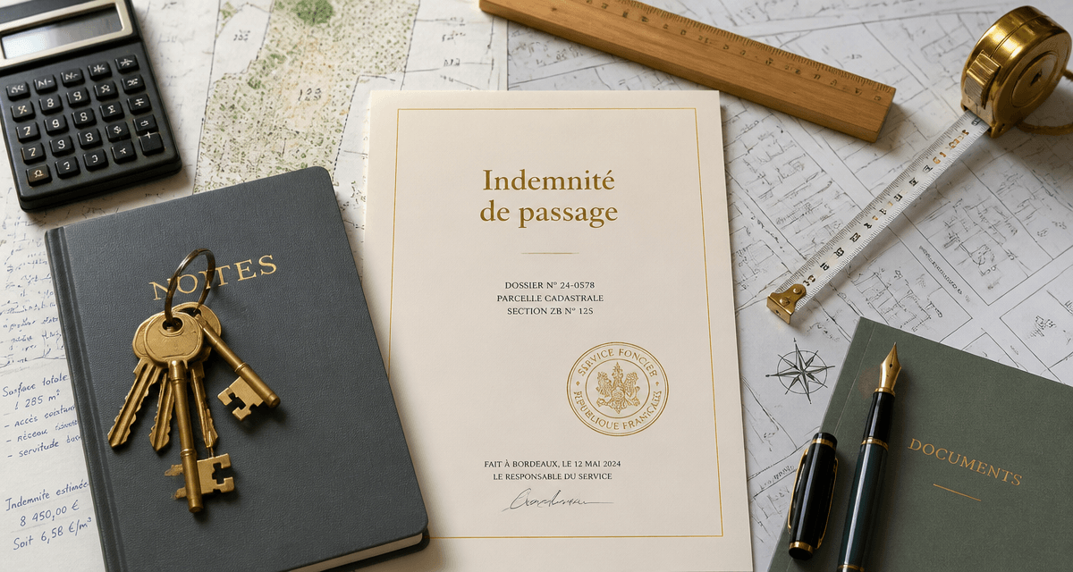 calcul indemnisation droit de passage sur plan cadastral