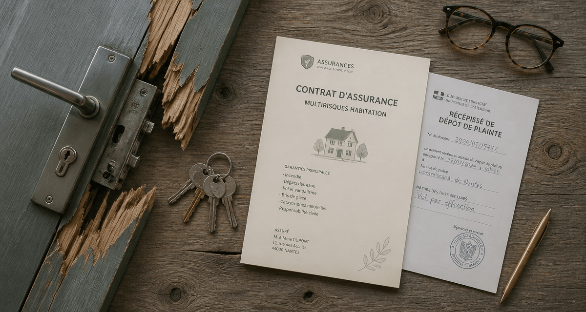 cambriolage volet ouvert assurance, porte fracturée et contrat