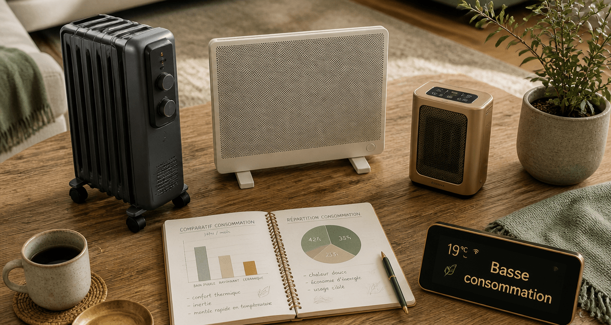 chauffage d'appoint basse consommation sur table, différents modèles