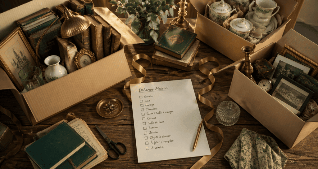 debarras maison cartons objets checklist