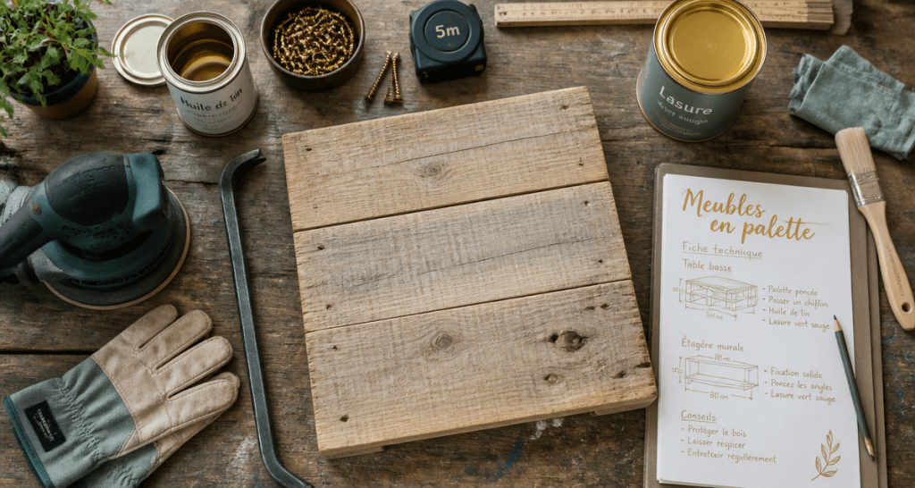 fabriquer meuble palette atelier ponçage outils
