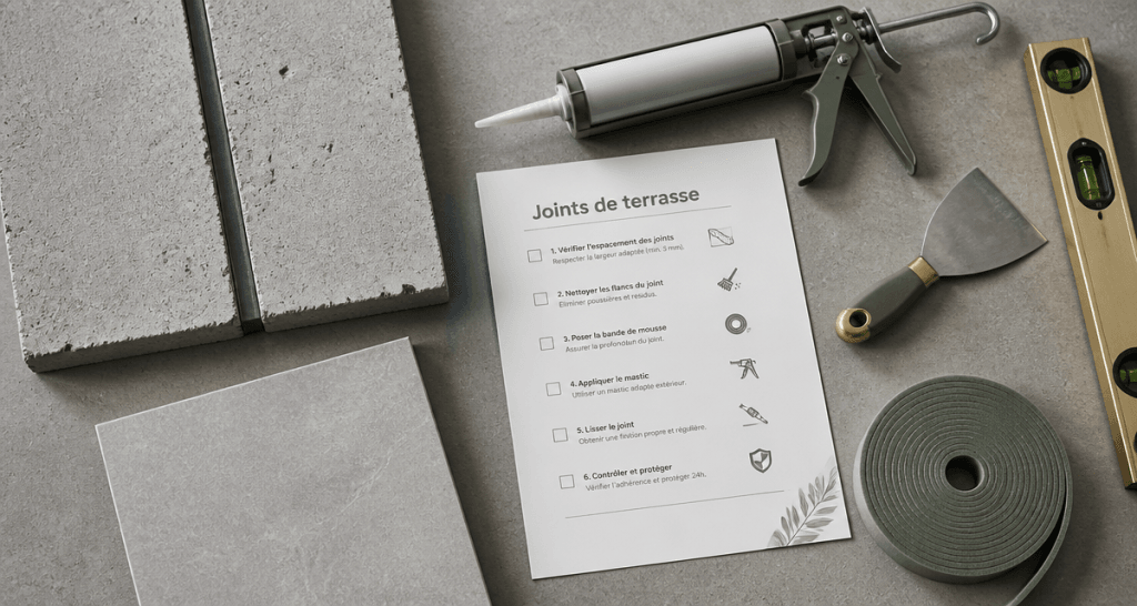 joint de dilatation terrasse exterieur vue outils