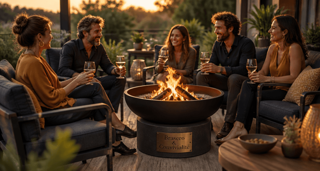 qu est ce qu un brasero fonte sur terrasse moderne