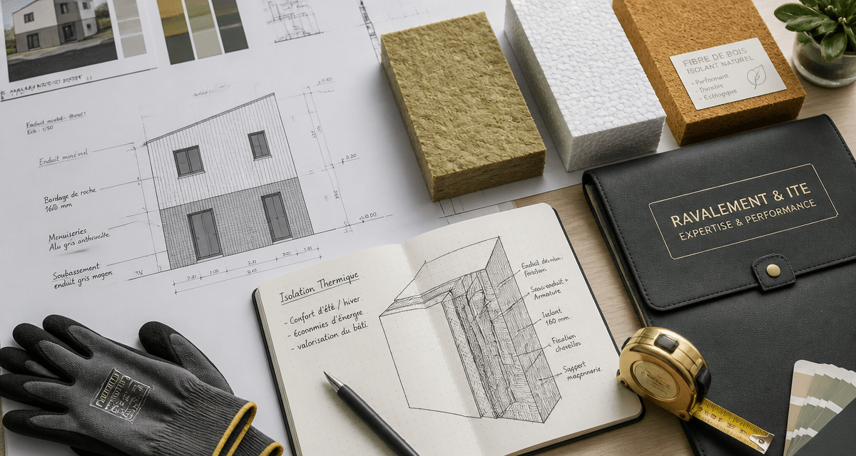 Ravalement ITE plans façade et isolants