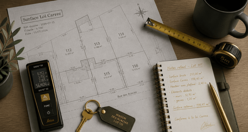surface chambre loi carrez plan et outils de mesure