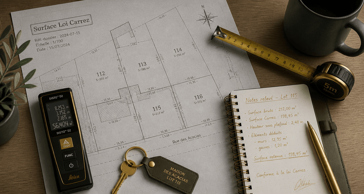 surface chambre loi carrez plan et outils de mesure