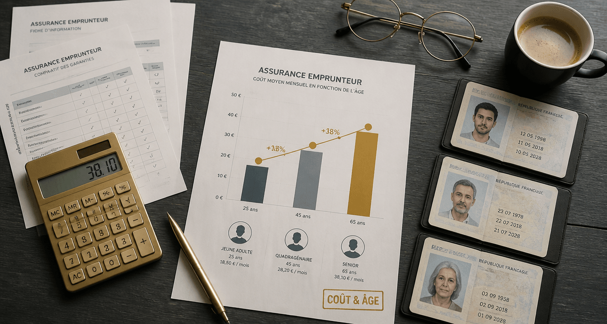 taux d'assurance pret immobilier en fonction de l'age sur table avec documents et graphique