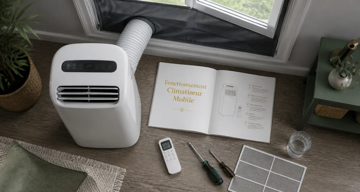 comment fonctionne un climatiseur mobile sur parquet avec accessoires