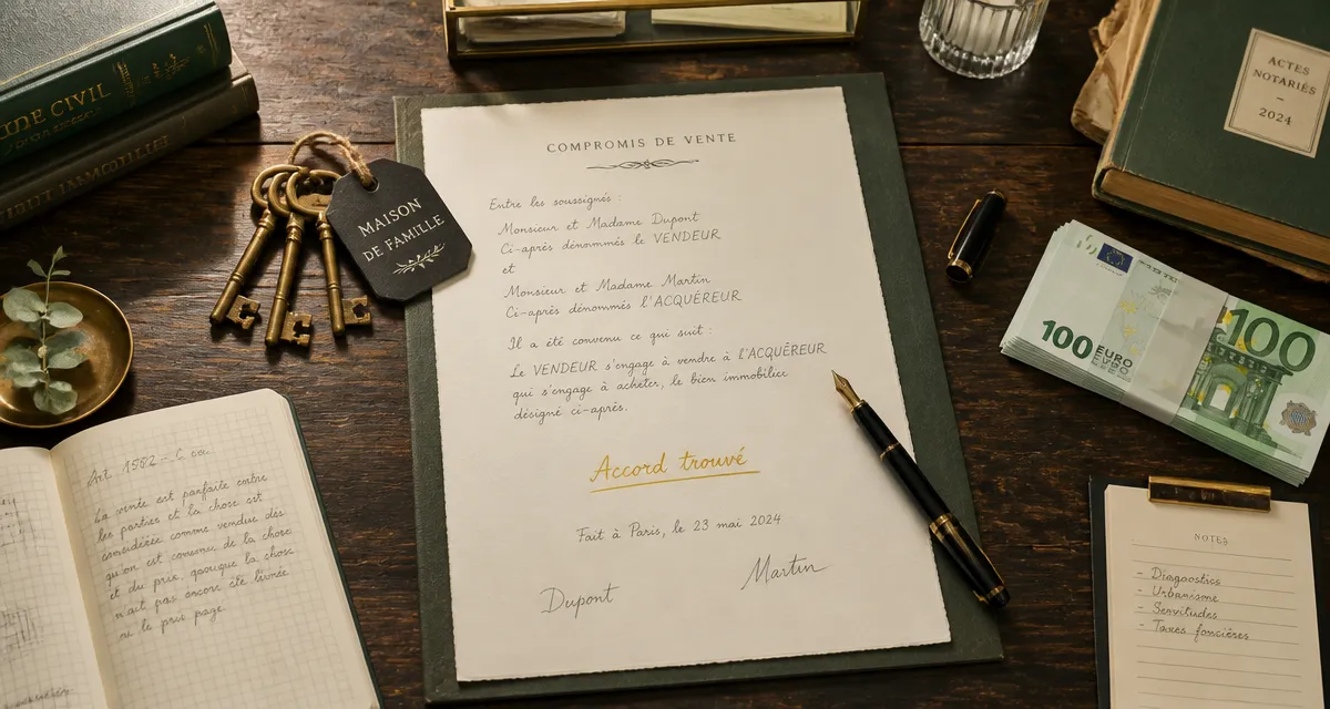 compromis de vente sans emprunt manuscrit clés billets