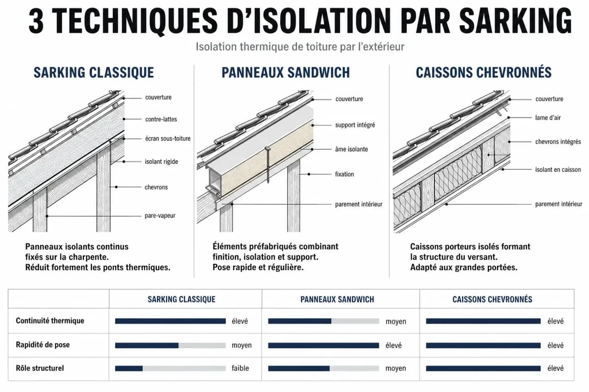 Comparatif des techniques d'isolation par sarking pour le calcul du prix au m2