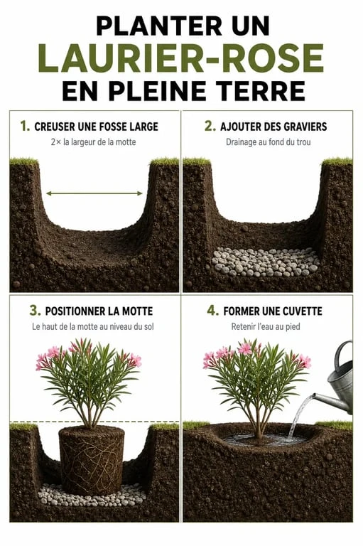Étapes pour planter un laurier rose en pleine terre avec succès