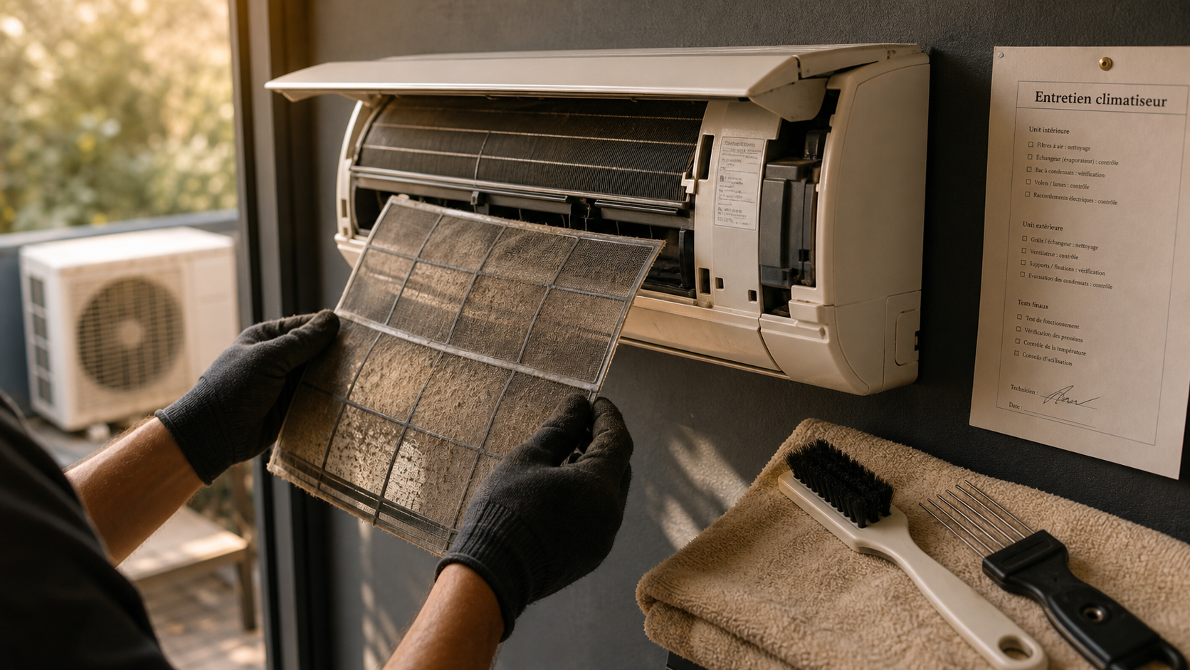 Entretien climatiseur : filtre split nettoyé