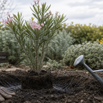 Quand planter un laurier rose en pleine terre : transplanté en fosse, motte affleurante