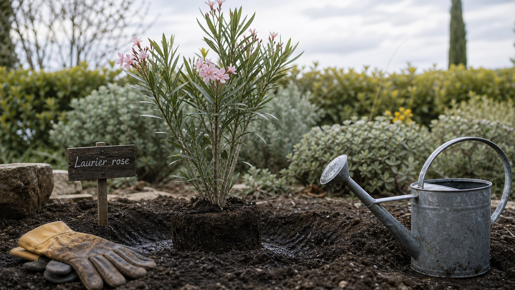 Quand planter un laurier rose en pleine terre : transplanté en fosse, motte affleurante