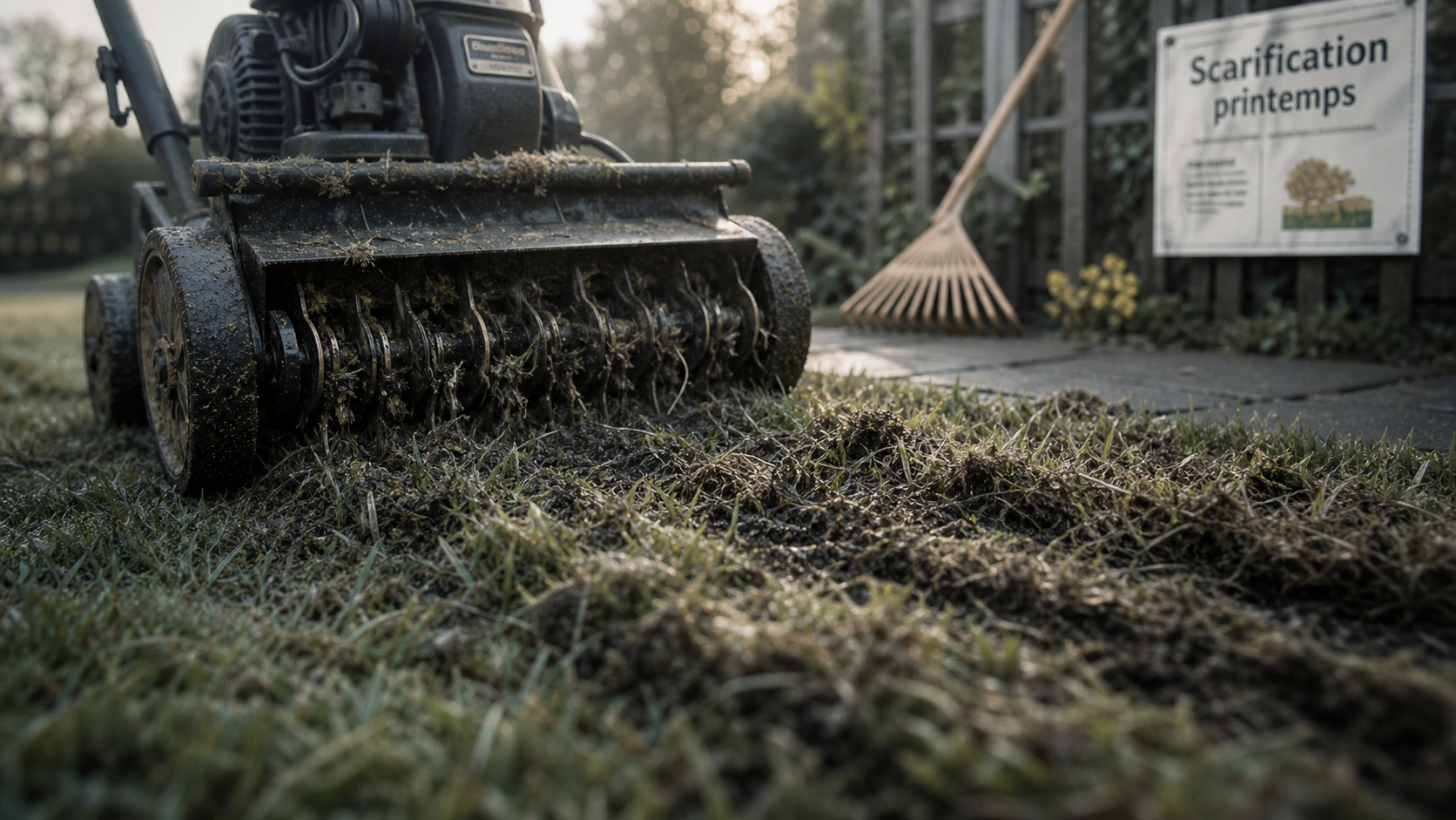 Quand scarifier pelouse : scarifier à 10°C au sol, pelouse fraîchement scarifiée