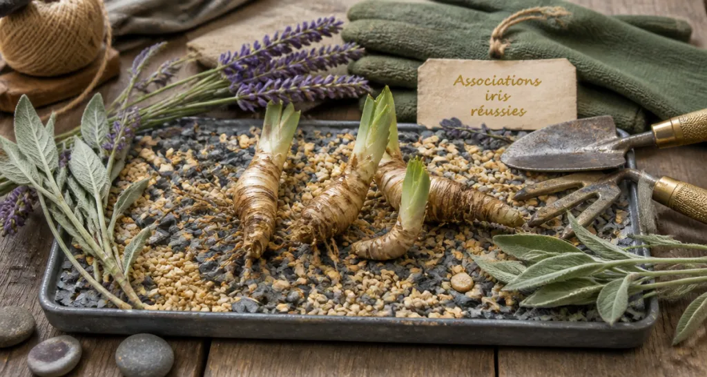 Que mettre au pied des iris rhizomes et plantes compagnes