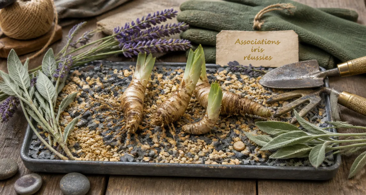 Que mettre au pied des iris rhizomes et plantes compagnes