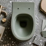 toilette coloré vert sauge terrazzo et laiton