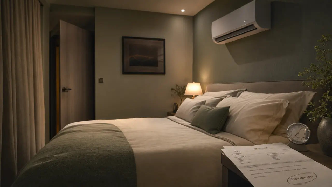 Climatisation chambre silencieuse dans une chambre moderne