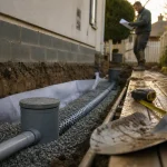 Devis travaux drainage : drain autour des fondations vers exutoire