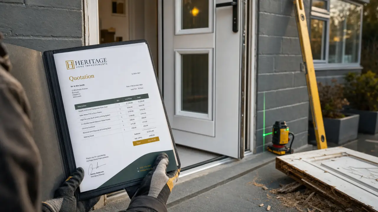 Devis travaux porte d'entrée en PVC : estimation prix et pose