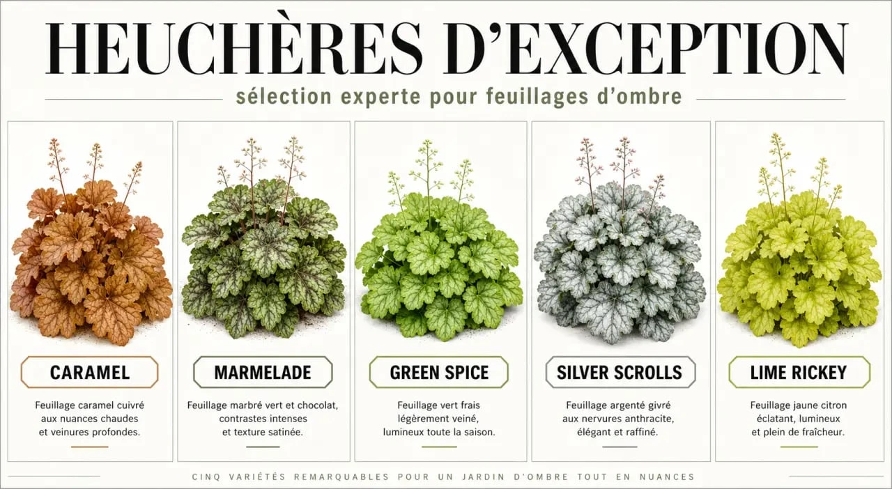 Les plus belles heuchères présentées dans une composition botanique comparative