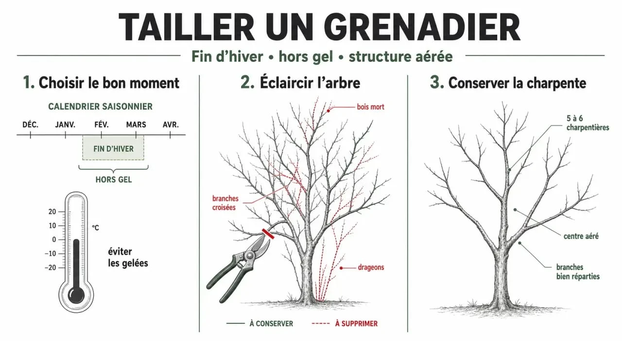 Quand tailler le grenadier : illustration étape par étape de la taille de formation et d’entretien