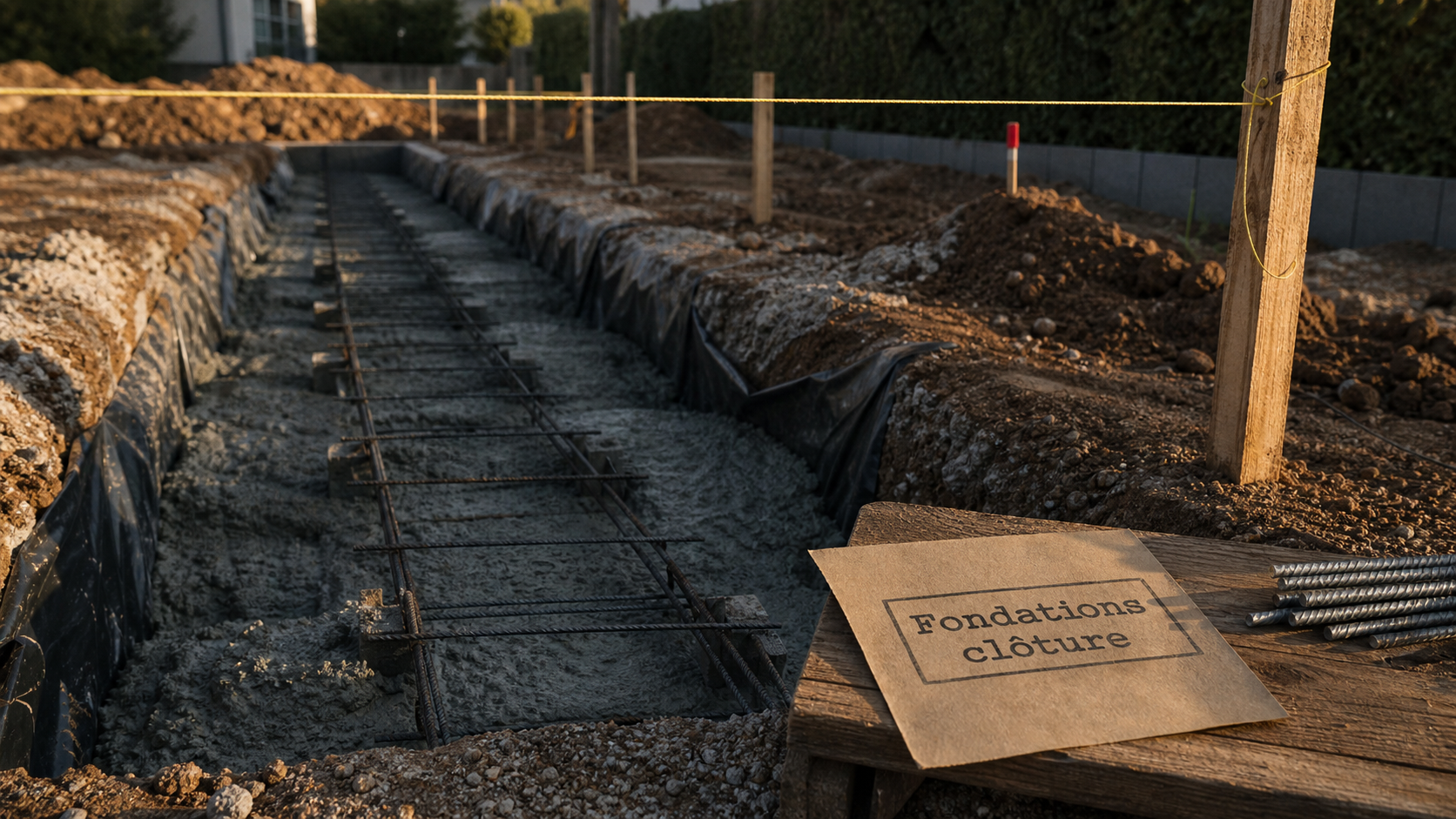 Fondation mur de cloture : tranchée de semelle filante