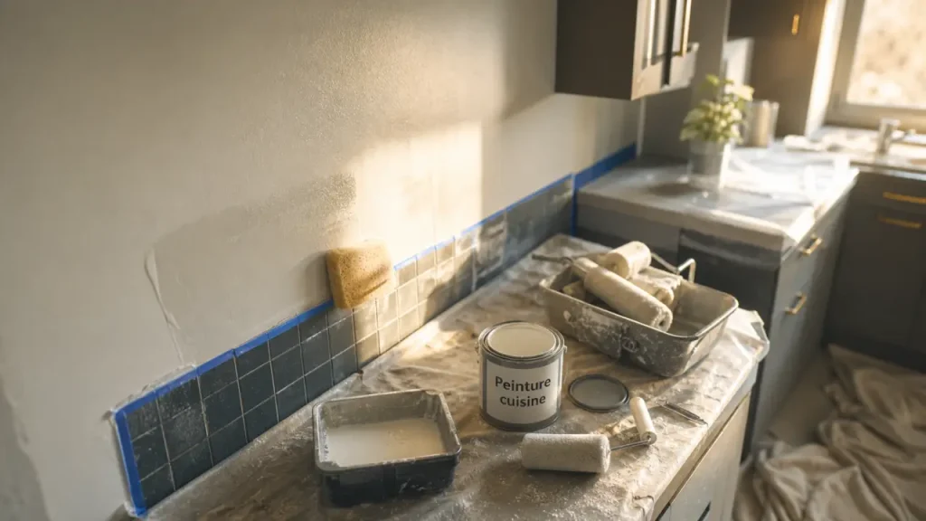 Peinture pour la cuisine satinée lessivable sur mur et crédence