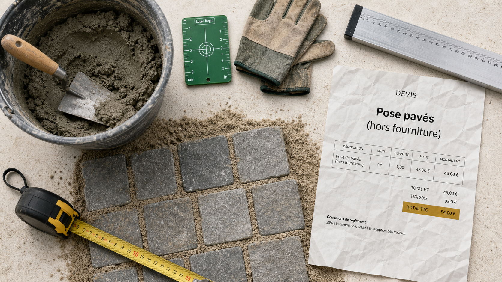 Prix pose pavé m2 sans fourniture : pose sur lit de sable et mortier maigre