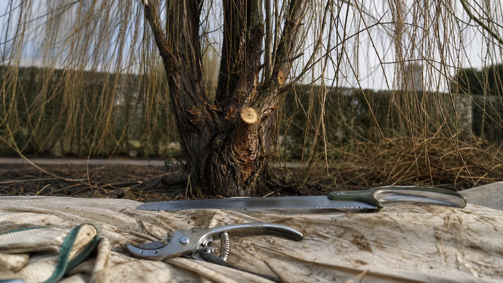Quand et comment tailler un saule pleureur : outils et coupe nette sur branches retombantes