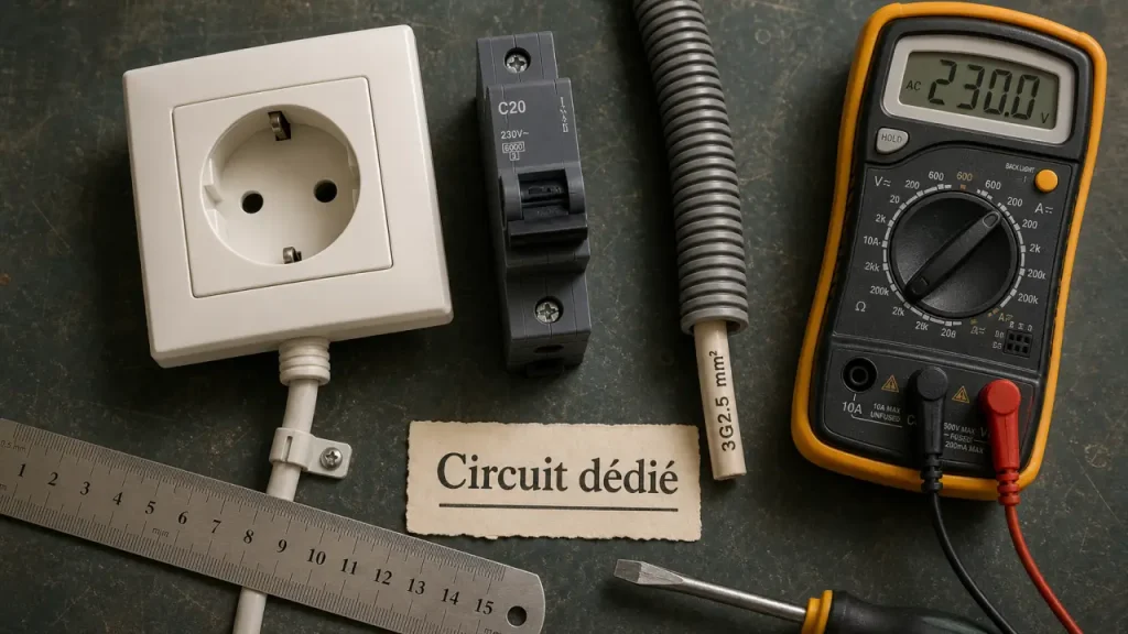 Transformer prise électrique en prise radiateur : sortie câble, circuit dédié 20 A